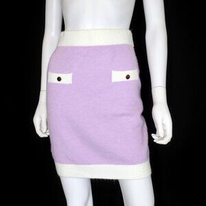 Idem Ditto Sweater Pencil Skirt Purple White Contrast Faux Pockets Women's Small